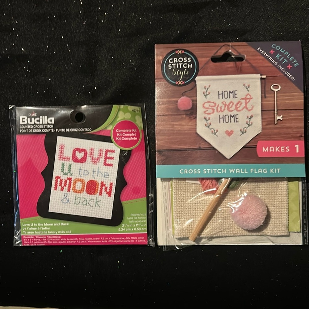 Two DIY Counted Cross Stitch Kits